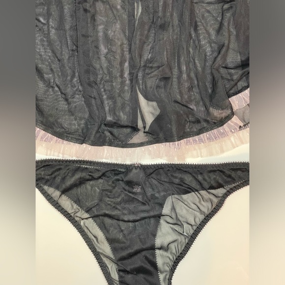 Victoria’s Secret Sheer Black Babydoll Negligee & Panties Set Lace Lingerie - Picture 6 of 8